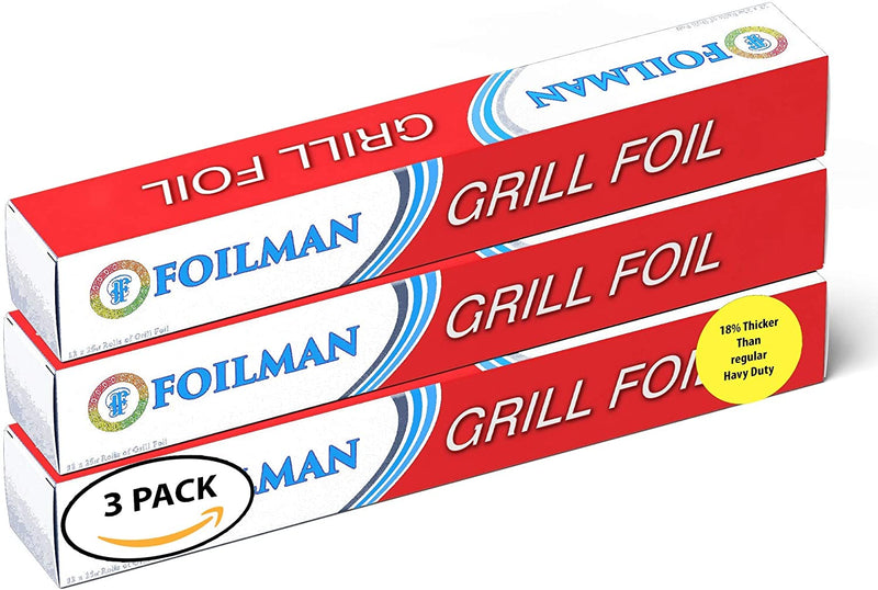 Grill Foil Roll - Vented with Holes  - 12 Inch x 25 Ft - 3 Pack